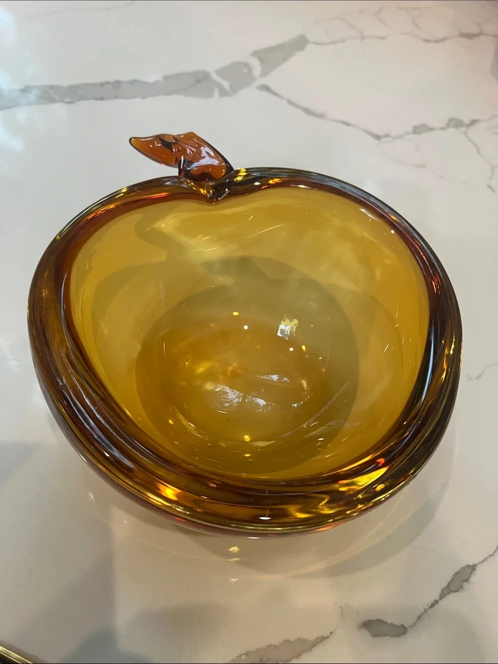 Shannon Crystal Thick Amber Glass Vase Bowl